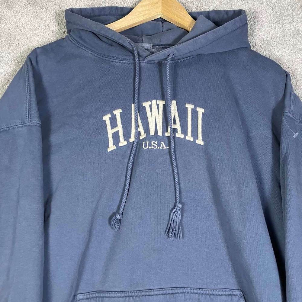 Brandy Melville Hoodie Women One Size Blue Hawaii USA Oversized Sweatshirt - Picture 2 of 12